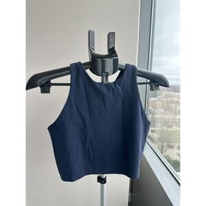 Athleta Women’s Navy Blue Sports Bra Crop Top Size M Stretch Workout Activewear